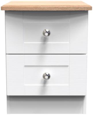 Sussex White Ash And Bardolino Oak 2 Drawer Bedside Cabinet