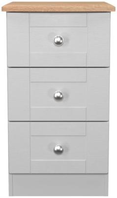 Sussex Grey Ash And Bardolino Oak 3 Drawer Bedside Cabinet