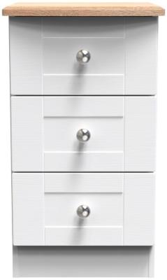 Sussex White Ash And Bardolino Oak 3 Drawer Bedside Cabinet