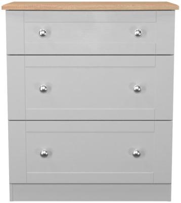 Sussex Grey Ash And Bardolino Oak 3 Drawer Deep Chest