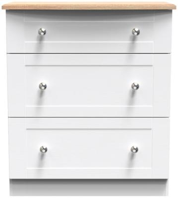 Sussex White Ash And Bardolino Oak 3 Drawer Deep Chest