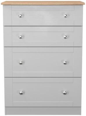 Sussex Grey Ash And Bardolino Oak 4 Drawer Deep Chest