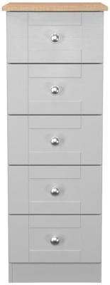 Product photograph of Sussex Grey And Oak Effect 5 Drawer Narrow Chest from Choice Furniture Superstore