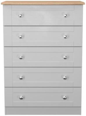 Sussex Grey Ash And Bardolino Oak 5 Drawer Narrow Chest