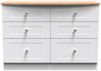 Sussex White Ash And Bardolino Oak 6 Drawer Wide Chest