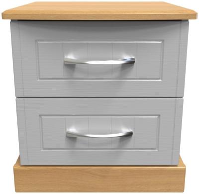 Whitney Modern Oak And Grey Ash 2 Drawer Bedside Cabinet