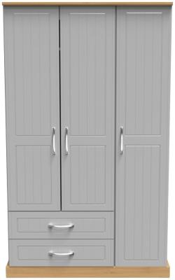 Whitney Modern Oak And Grey Ash 3 Door Triple Wardrobe W 124cm X D 595cm