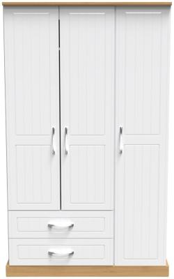 Whitney Modern Oak And White Ash 3 Door Triple Wardrobe W 124cm X D 595cm