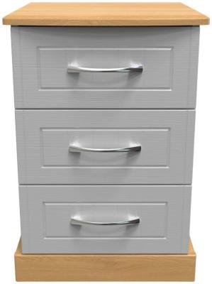 Whitney Modern Oak And Grey Ash 3 Drawer Bedside Cabinet