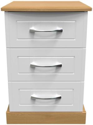 Whitney Modern Oak And White Ash 3 Drawer Bedside Cabinet