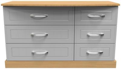 Product photograph of Whitney Oak Effect And Grey 6 Drawer Midi Dresser from Choice Furniture Superstore