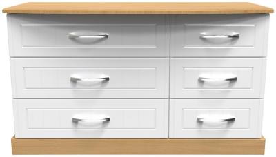 Product photograph of Whitney Oak Effect And White 6 Drawer Midi Dresser from Choice Furniture Superstore