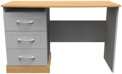 Whitney Modern Oak And Grey Ash 3 Drawer Single Pedestal Desk