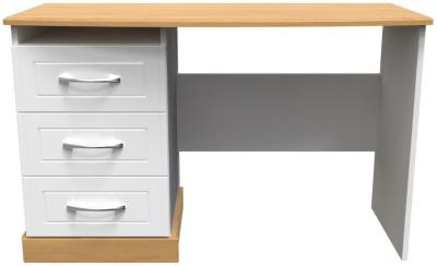 Whitney Modern Oak And White Ash 3 Drawer Single Pedestal Desk