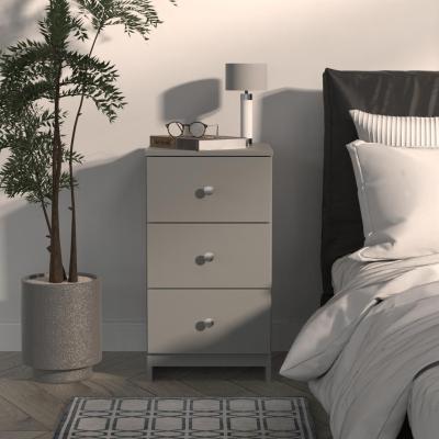 Yarmouth Uniform Gloss And Dusk Grey 3 Drawer Bedside Cabinet