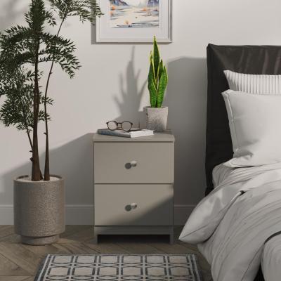 Yarmouth Uniform Gloss And Dusk Grey 2 Drawer Bedside Cabinet