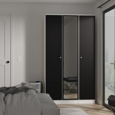 Yarmouth Black Gloss And White 3 Door Triple Wardrobe W 124cm X D 595cm