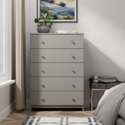 Yarmouth Uniform Gloss And Dusk Grey 5 Drawer Narrow Chest