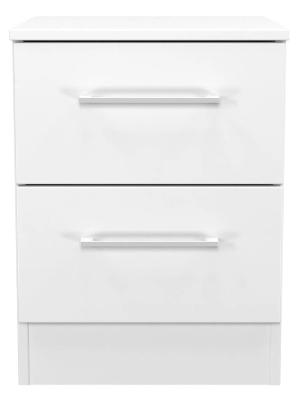 Clearance Worcester White Gloss 2 Drawer Bedside Cabinet Fss15667