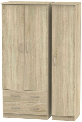 Product photograph of Avon Oak Effect 3 Door Triple Wardrobe - Lhf 2 Drawerss from Choice Furniture Superstore