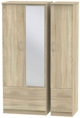 Product photograph of Avon Oak Effect 3 Door Wardrobe - 1 Mirrors from Choice Furniture Superstore