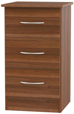 Product photograph of Avon Noche Walnut 3 Drawer Bedside Cabinet from Choice Furniture Superstore