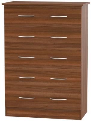 Product photograph of Avon Noche Walnut 5 Drawer Chest from Choice Furniture Superstore