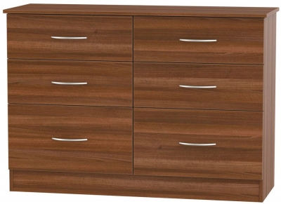 Avon Walnut Effect 6 Drawer Midi Chest