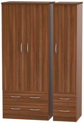 Product photograph of Avon Walnut Effect 3 Door Triple Wardrobe - 4 Drawers from Choice Furniture Superstore