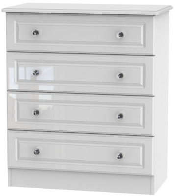 Product photograph of Balmoral White Gloss 4 Drawer Chest from Choice Furniture Superstore
