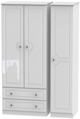 Product photograph of Balmoral White Gloss 3 Door Triple Wardrobe - Lhf 2 Drawers from Choice Furniture Superstore