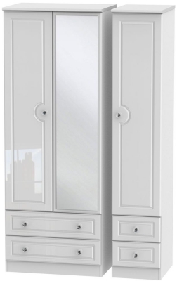 Product photograph of Balmoral White Gloss 3 Door Tall Combi Wardrobe - 1 Mirror from Choice Furniture Superstore