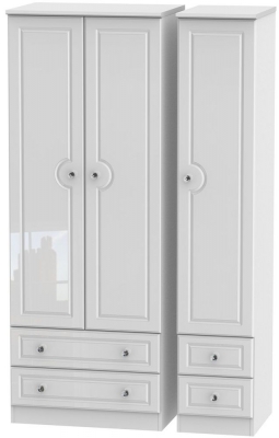 Product photograph of Balmoral White Gloss 3 Door Tall Triple Wardrobe - 4 Drawers from Choice Furniture Superstore