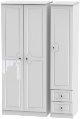 Product photograph of Balmoral White Gloss 3 Door Triple Wardrobe - Rhf 2 Drawers from Choice Furniture Superstore