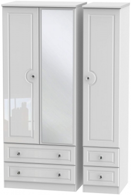 Product photograph of Balmoral White Gloss 3 Door Combi Wardrobe - 1 Mirror from Choice Furniture Superstore