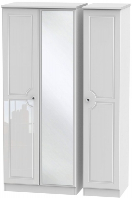 Product photograph of Balmoral White Gloss 3 Door Triple Wardrobe - 1 Mirror from Choice Furniture Superstore