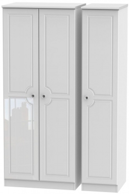 Product photograph of Balmoral White Gloss 3 Door Triple Wardrobe from Choice Furniture Superstore