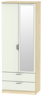 Product photograph of Camden Cashmere And Oak Effect 2 Door Tall Combi Wardrobe - 1 Mirror from Choice Furniture Superstore