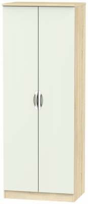 Product photograph of Camden Cashmere And Oak Effect 2 Door Plain Tall Wardrobe from Choice Furniture Superstore