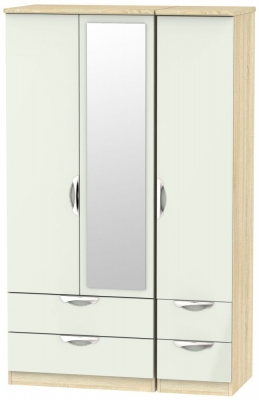 Product photograph of Camden Cashmere And Oak Effect 3 Door Combi Wardrobe - 1 Mirror from Choice Furniture Superstore