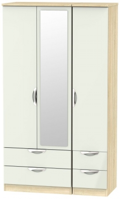 Product photograph of Camden Cashmere And Oak Effect 3 Door Tall Combi Wardrobe - 1 Mirror from Choice Furniture Superstore