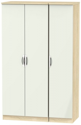 Product photograph of Camden Cashmere And Oak Effect 3 Door Triple Wardrobe from Choice Furniture Superstore