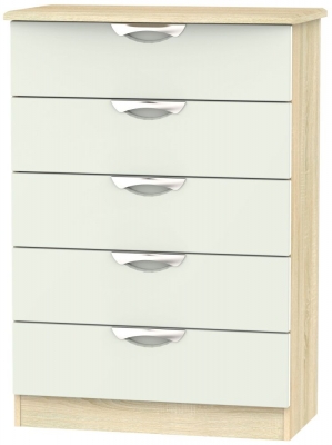 Product photograph of Camden Kaschmir Gloss And Oak Effect 5 Drawer Chest from Choice Furniture Superstore