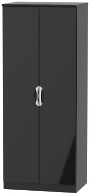 Product photograph of Camden Black Gloss 2 Door Plain Wardrobe from Choice Furniture Superstore