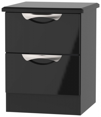 Product photograph of Camden Black Gloss 2 Drawer Bedside Cabinet from Choice Furniture Superstore