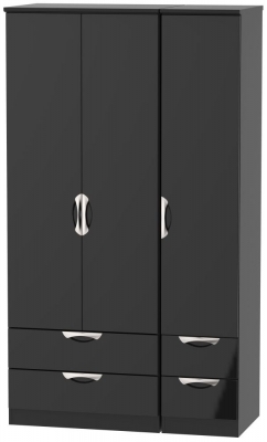 Product photograph of Camden Black Gloss 3 Door Tall Triple Wardrobe - 4 Drawers from Choice Furniture Superstore