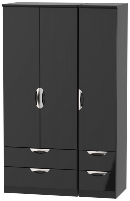 Product photograph of Camden Black Gloss 3 Door Triple Wardrobe - 4 Drawers from Choice Furniture Superstore