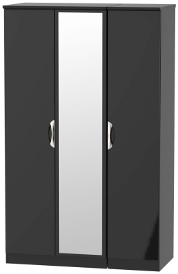 Product photograph of Camden Black Gloss 3 Door Triple Wardrobe - 1 Mirror from Choice Furniture Superstore