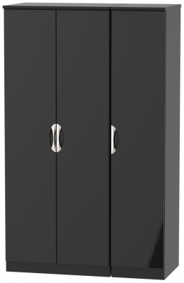 Product photograph of Camden Black Gloss 3 Door Triple Wardrobe from Choice Furniture Superstore