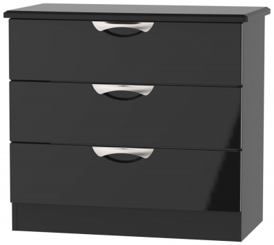 Product photograph of Camden Black Gloss 3 Drawer Small Chest from Choice Furniture Superstore